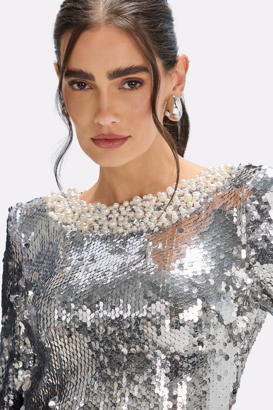 VESTIDO LONGO PAETÊ MOONLIGHT PRATA