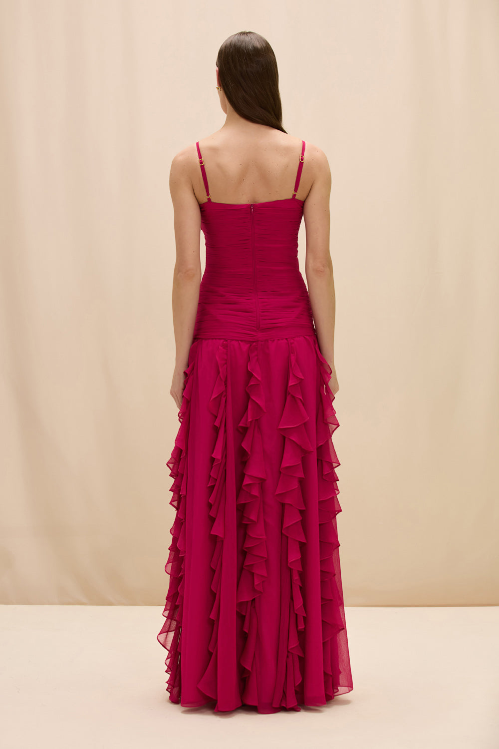 VESTIDO LONGO CHIFFON ROSALIA ROSA