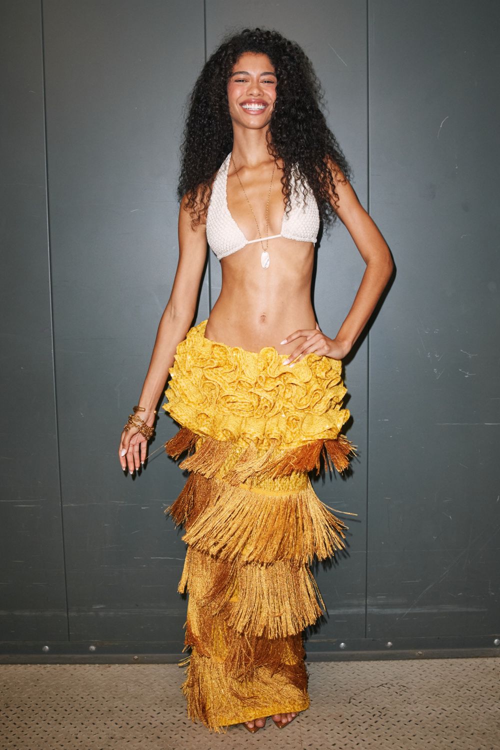 SAIA LONGA SUNBEAM FRINGES
 AMARELO