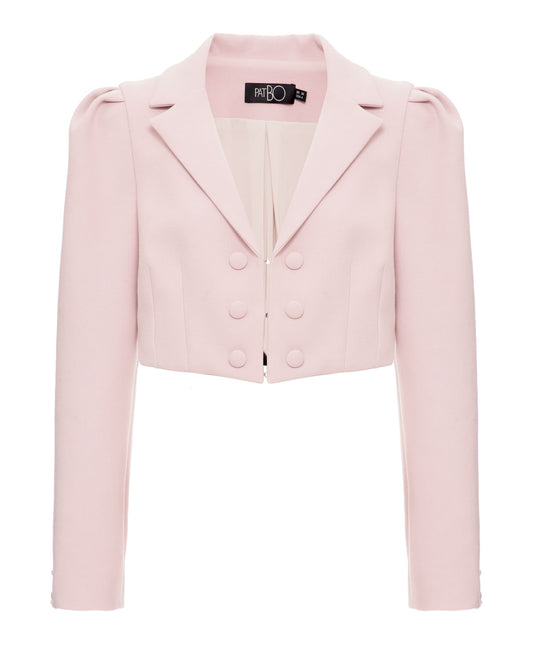 Blazer cropped manga longa lilas