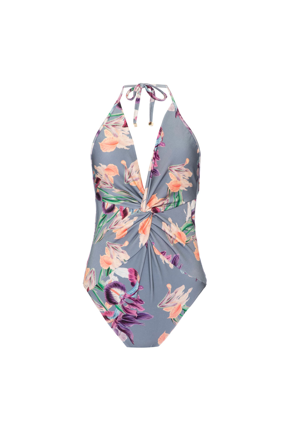 BODY TORÇÃO FLORAL GRACIE CINZA