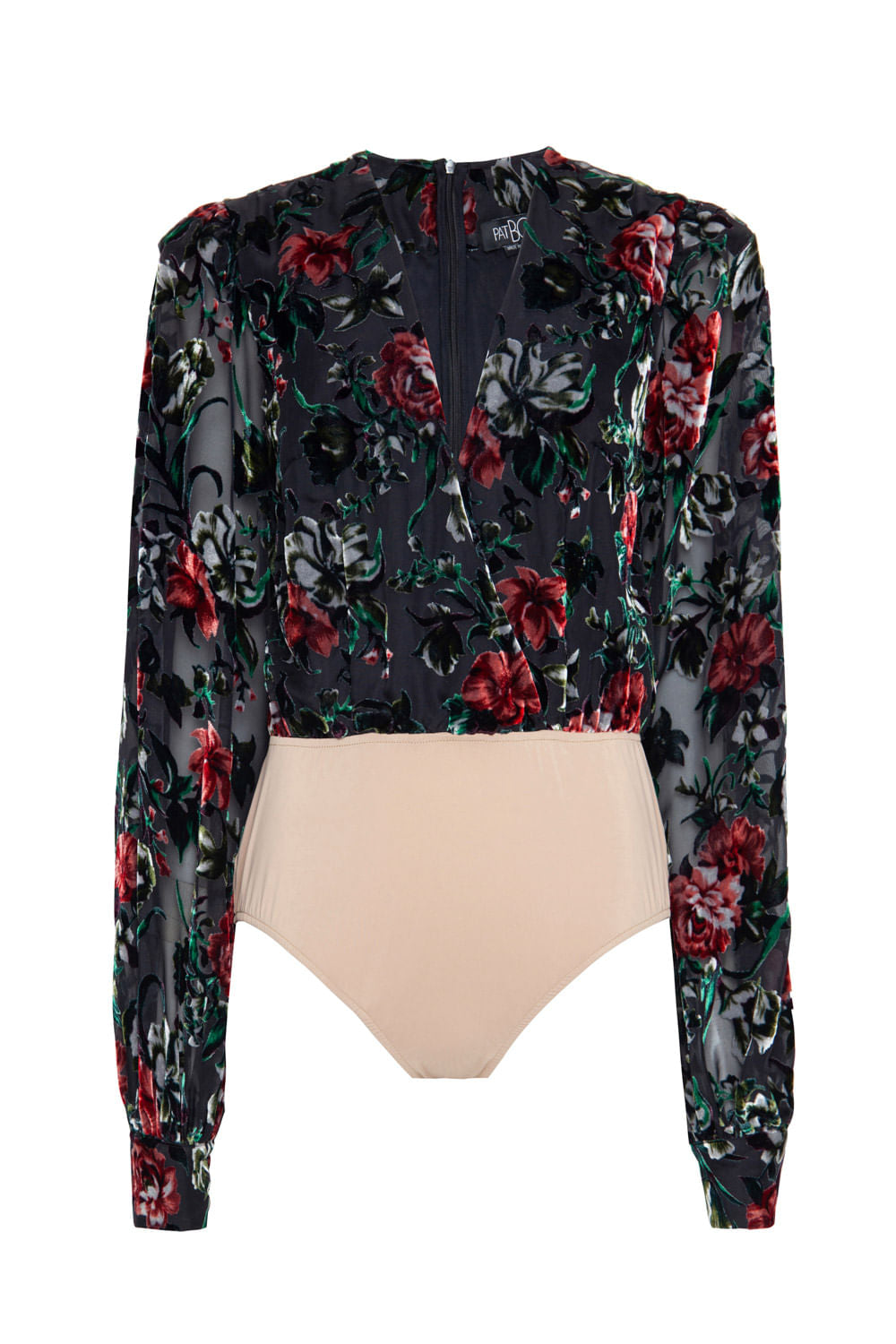 BODY VELUDO ESTAMPADO PRETO