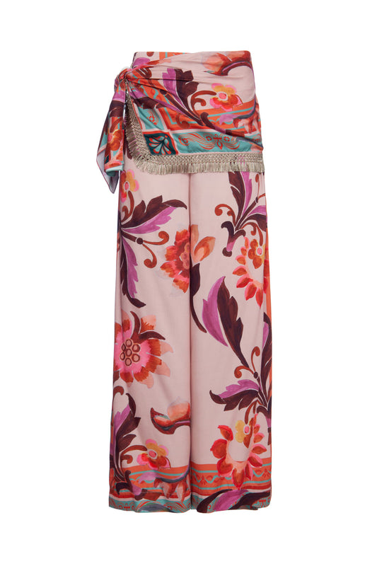 CALÇA LENÇO FLORAL TAYLOR ROSA