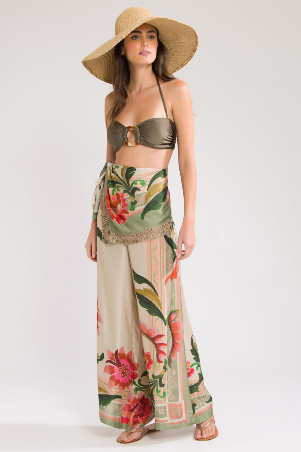 CALÇA LENÇO FLORAL TAYLOR VERDE