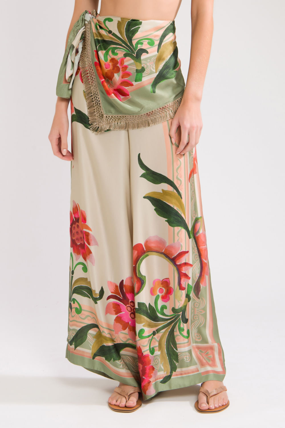 CALÇA LENÇO FLORAL TAYLOR VERDE