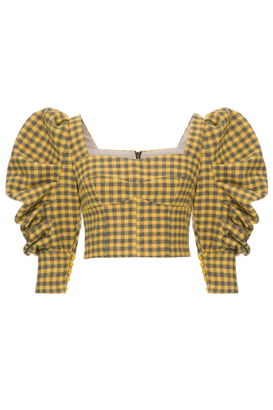 TOP DE LÃ XADREZ  AMARELO