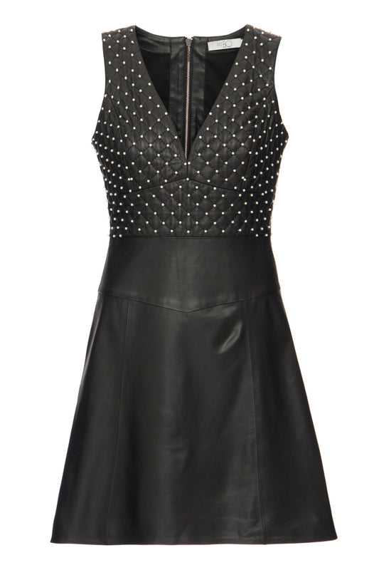 Vestido curto de couro preto