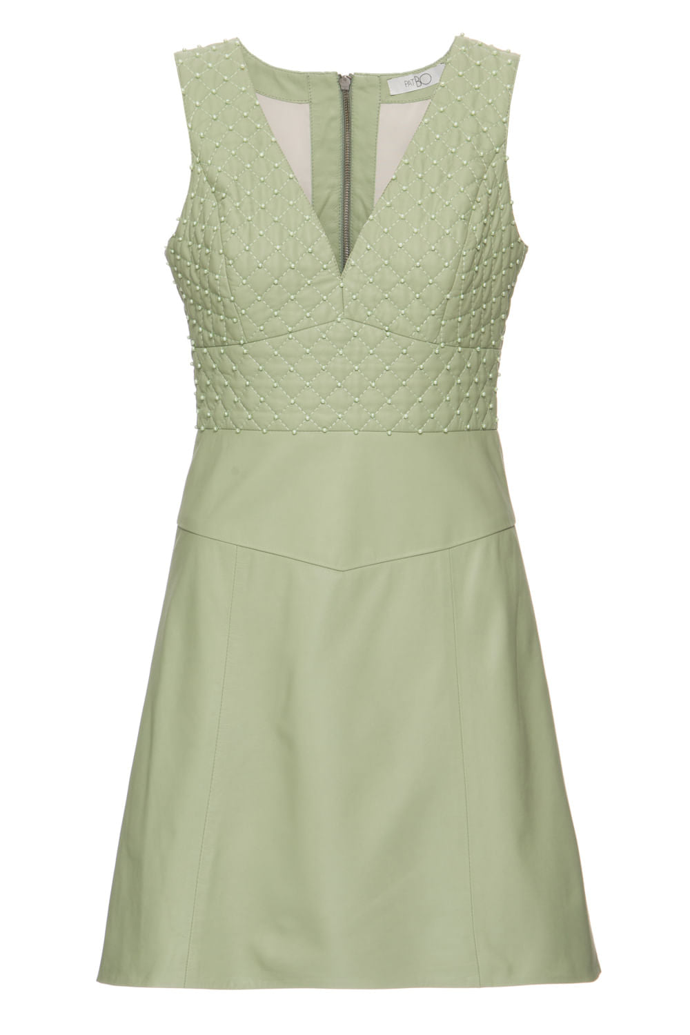 Vestido curto de couro verde claro