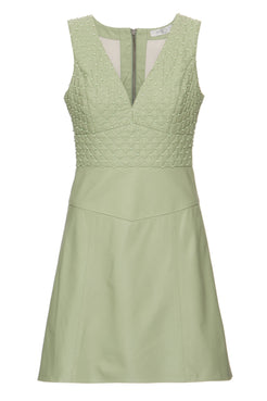 Vestido curto de couro verde claro