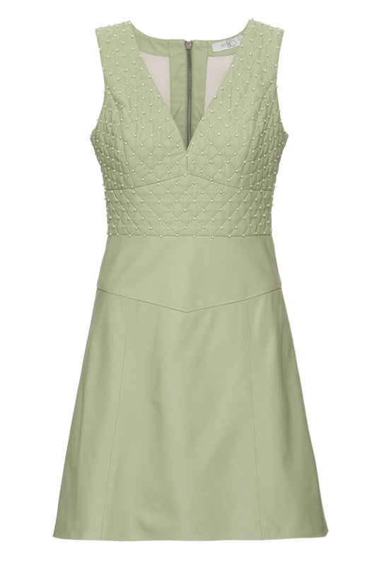 Vestido curto de couro verde claro