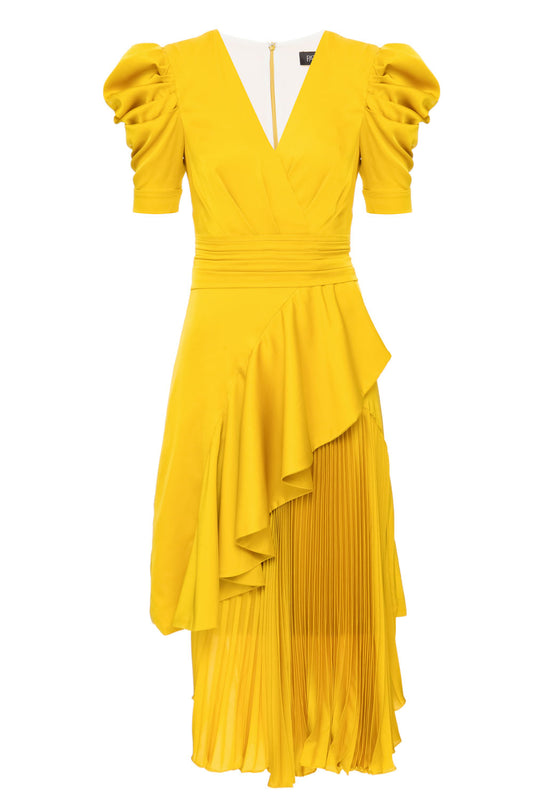 VESTIDO CURTO ASSIMÉTRICO AMARELO