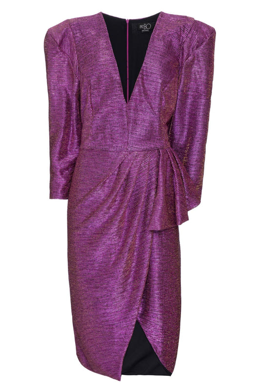 VESTIDO CURTO FRANZIDO METALIZADO PINK