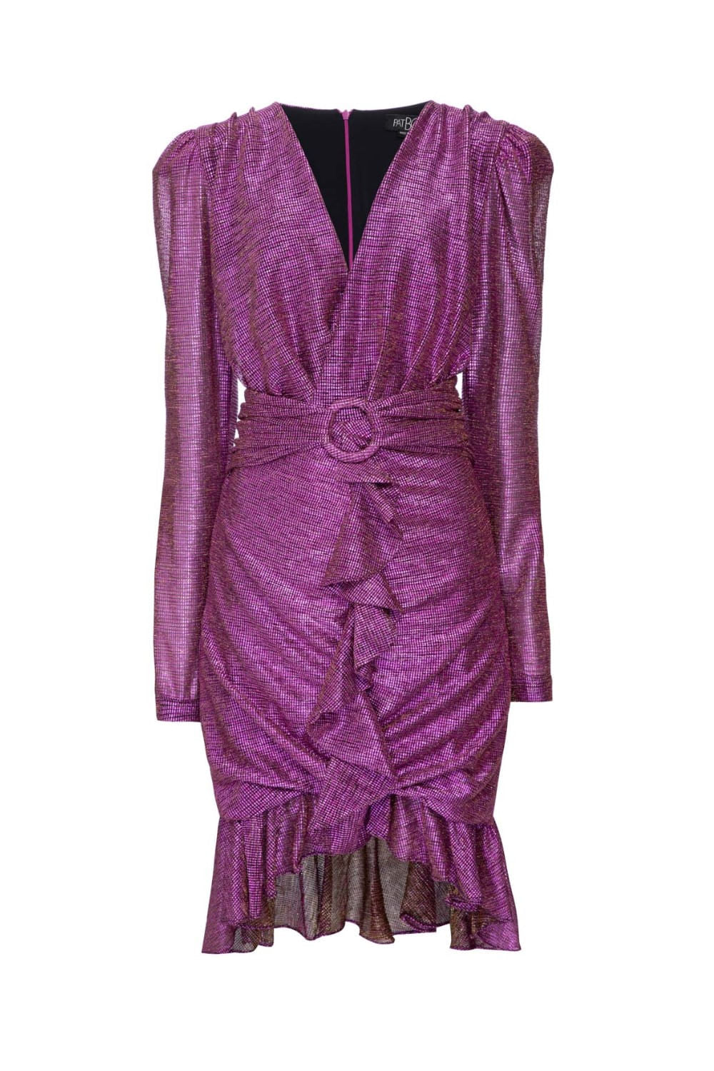 VESTIDO CURTO METALIZADO FIVELA  PINK