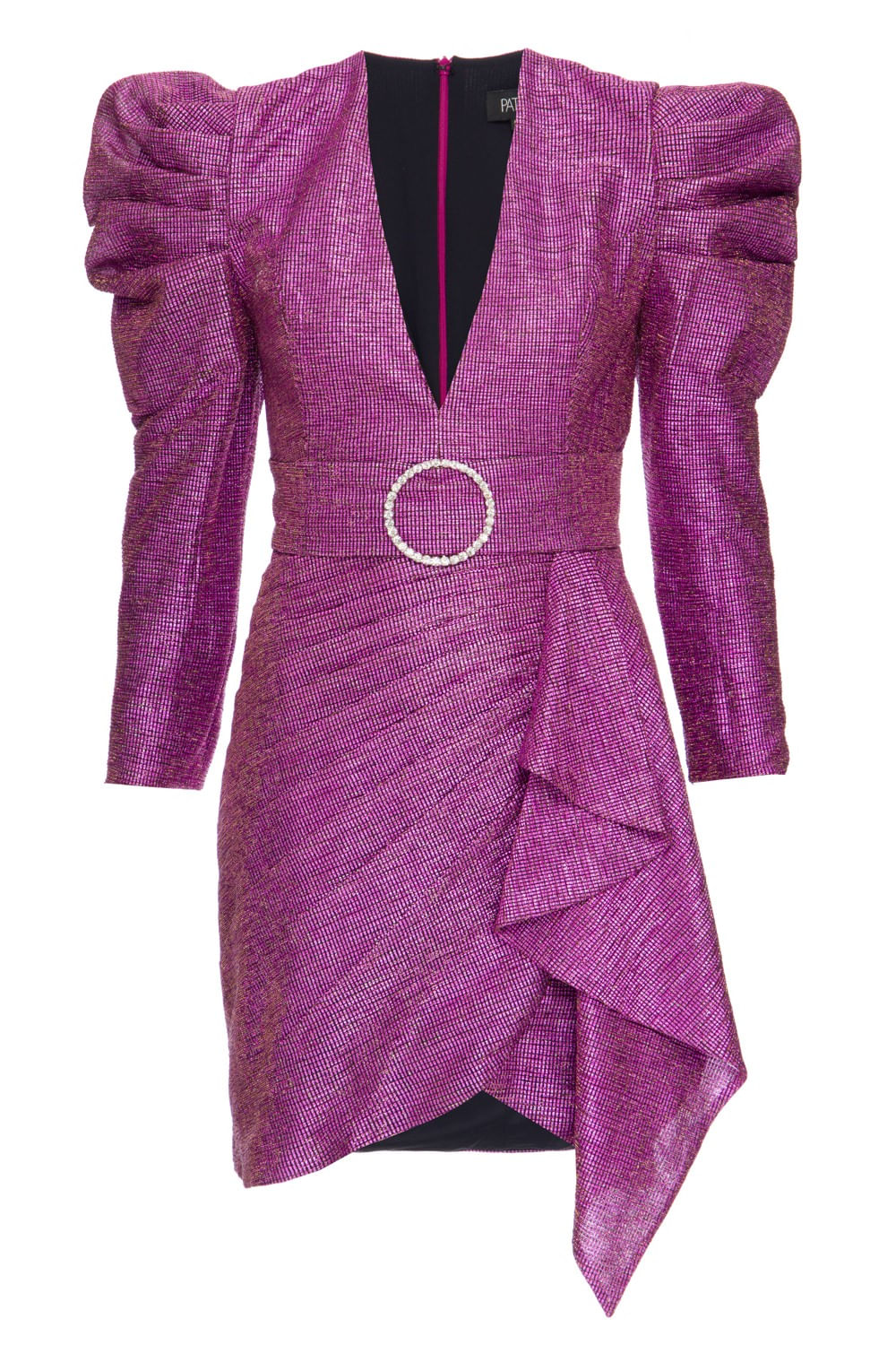 VESTIDO METALIZADO FIVELA STRASS PINK
