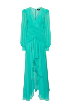 VESTIDO LONGO DRAPEADO OMBREIRAS  TIFFANY