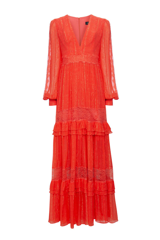 Vestido renda fluido melancia