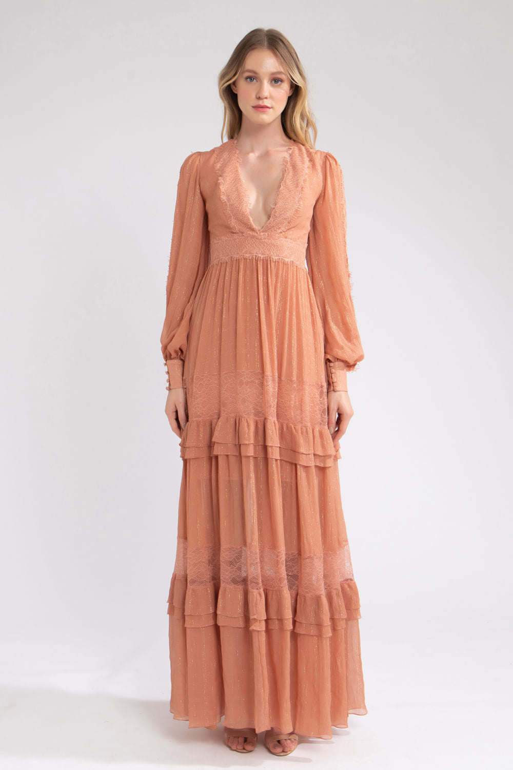 Vestido renda fluido rosa