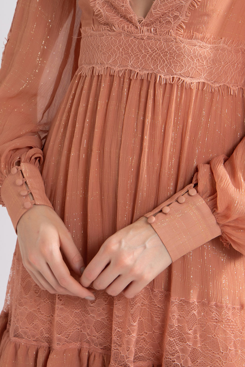 Vestido renda fluido rosa