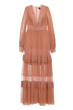 Vestido renda fluido rosa