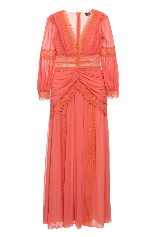 VESTIDO LONGO LISO CORAL