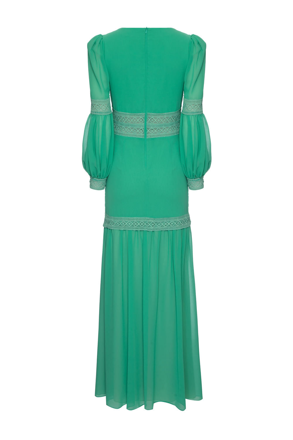 VESTIDO LONGO LISO VERDE FOLHA