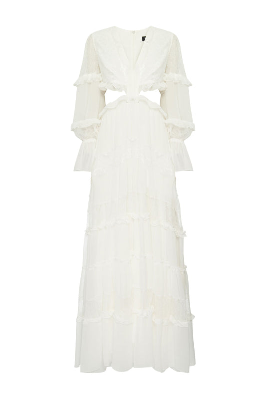 VESTIDO LONGO RENDA SILKY OFF WHITE