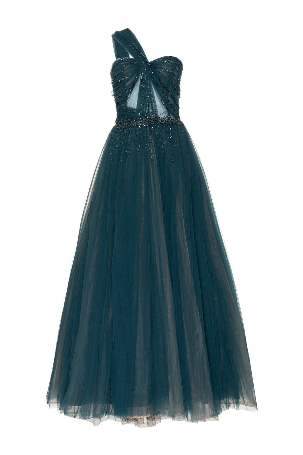 VESTIDO LONGO OMBRO ÚNICO VERDE