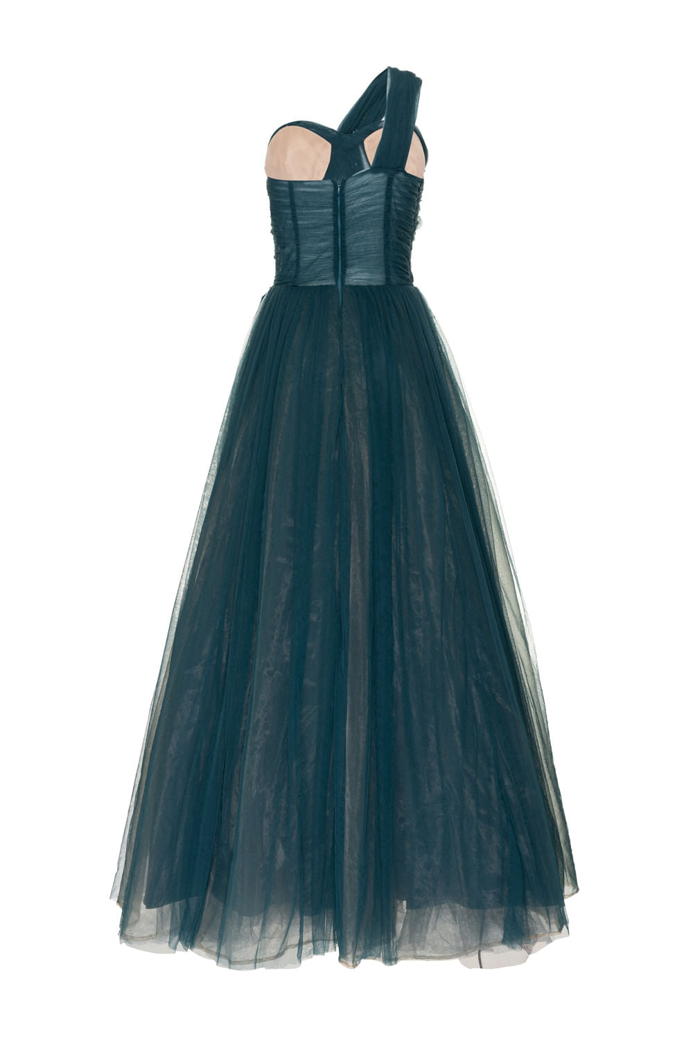 VESTIDO LONGO OMBRO ÚNICO VERDE