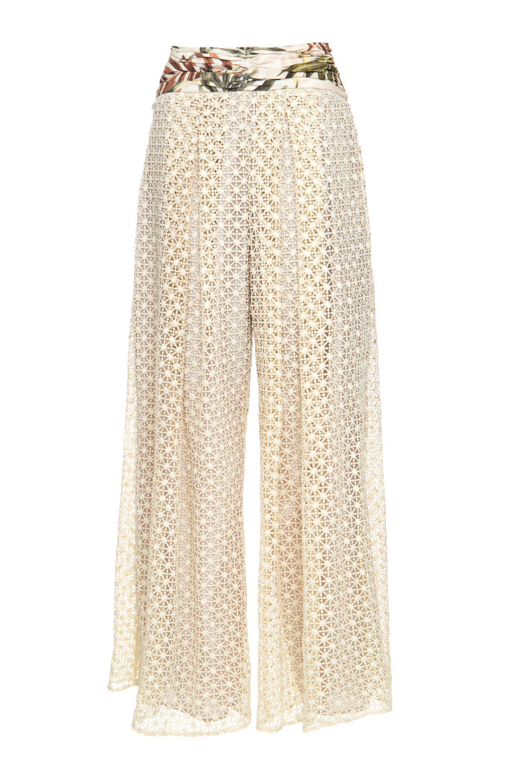CalÃ§a pantalona tropical bianca off white