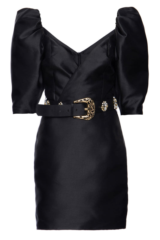 VESTIDO CURTO DECOTE TRANSPASSADO PRETO
