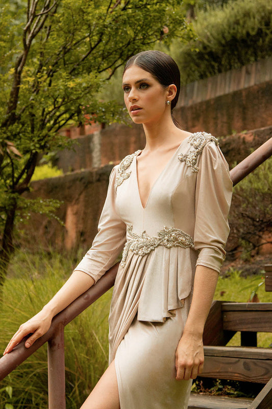 VESTIDO PATRICIA BONALDI INVERNO 20  BEGE