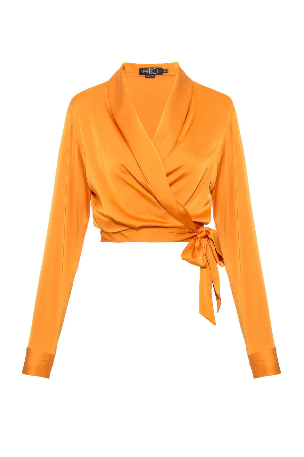 CAMISA WRAP CETIM SENSORIAL AMARELO