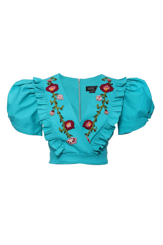 Blusa transpassada tricoline span verde
