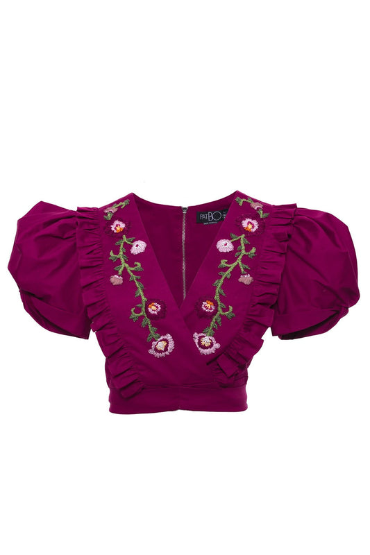 Blusa transpassada tricoline span vinho