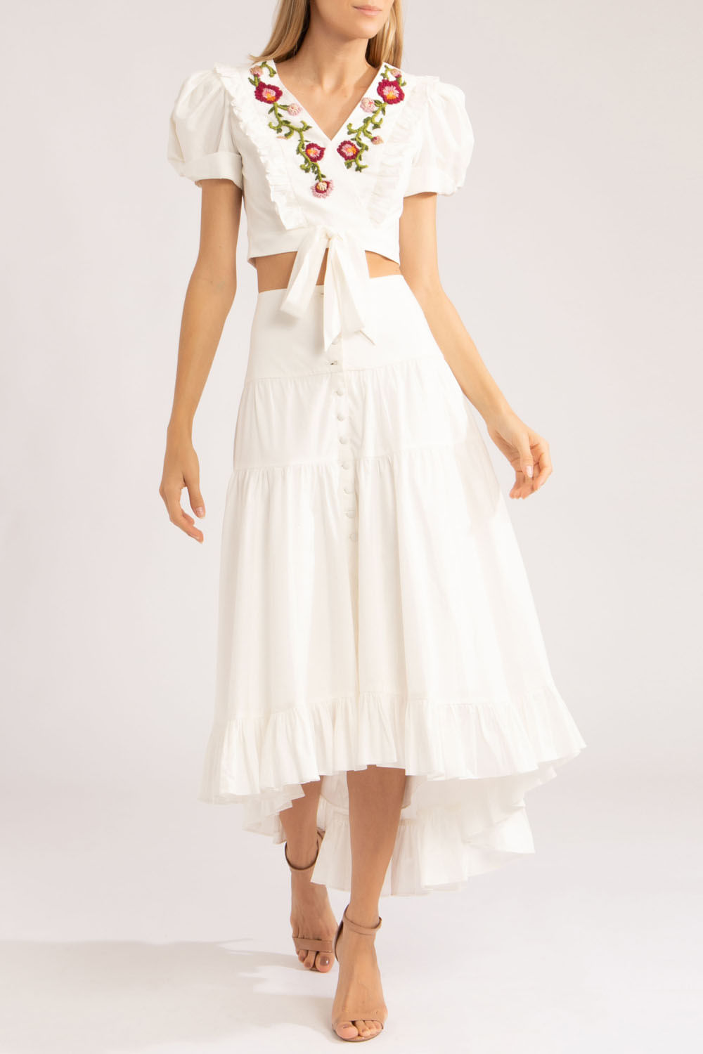Blusa transpassada tricoline span off white