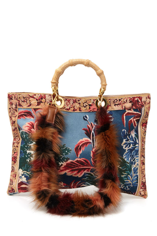 BOLSA RETANGULAR GILLY FLOWER
 AZUL JEANS