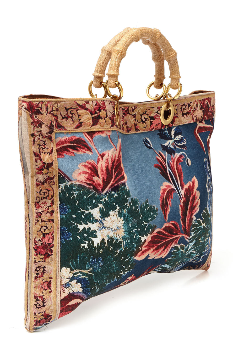 BOLSA RETANGULAR GILLY FLOWER
 AZUL JEANS