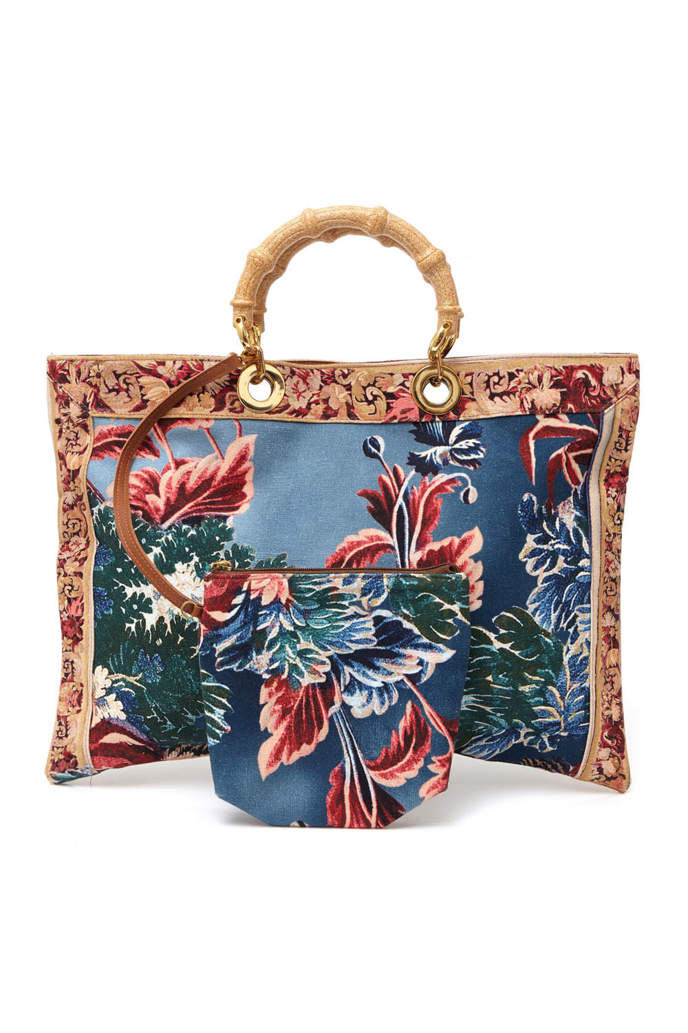 BOLSA RETANGULAR GILLY FLOWER
 AZUL JEANS