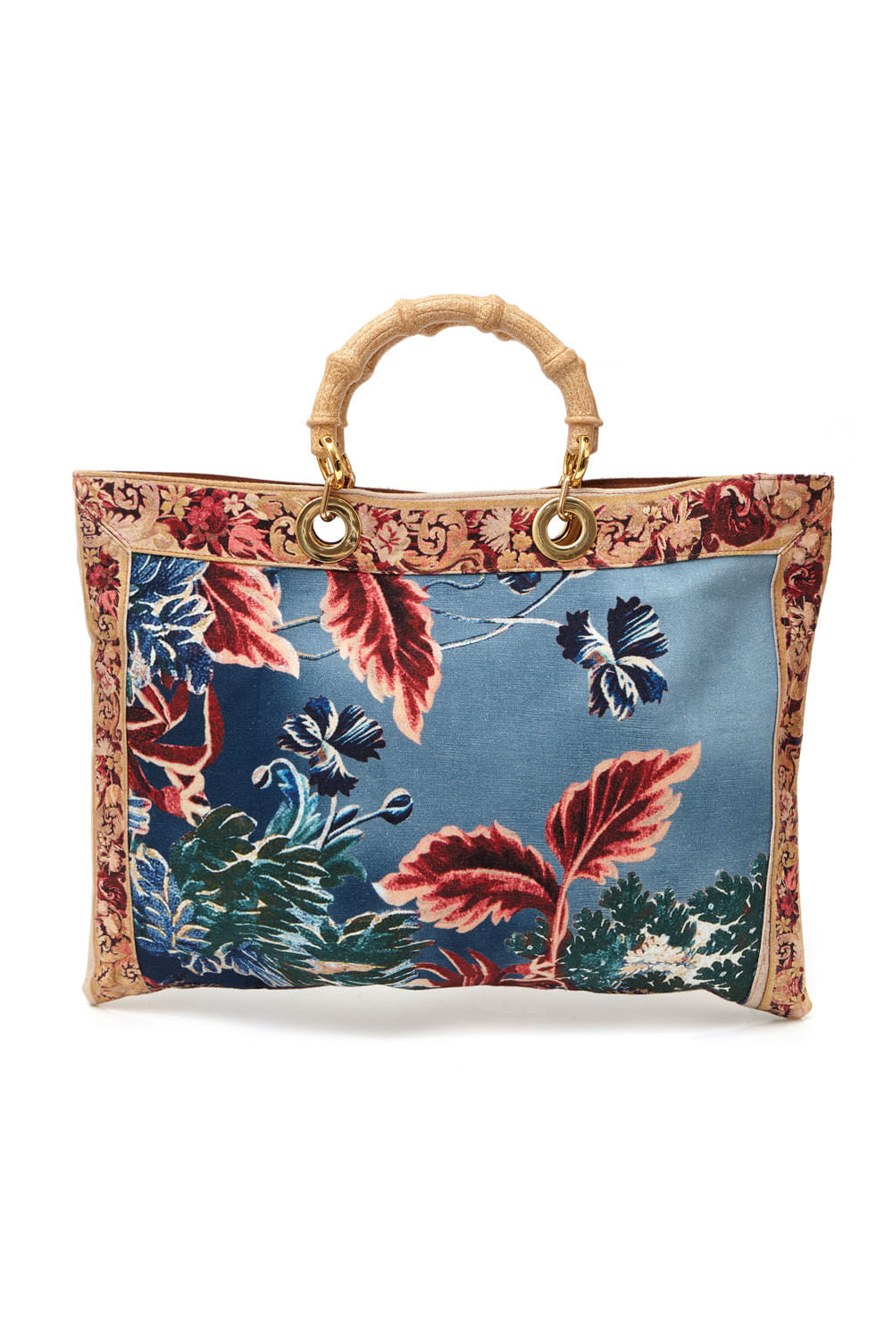 BOLSA RETANGULAR GILLY FLOWER
 AZUL JEANS