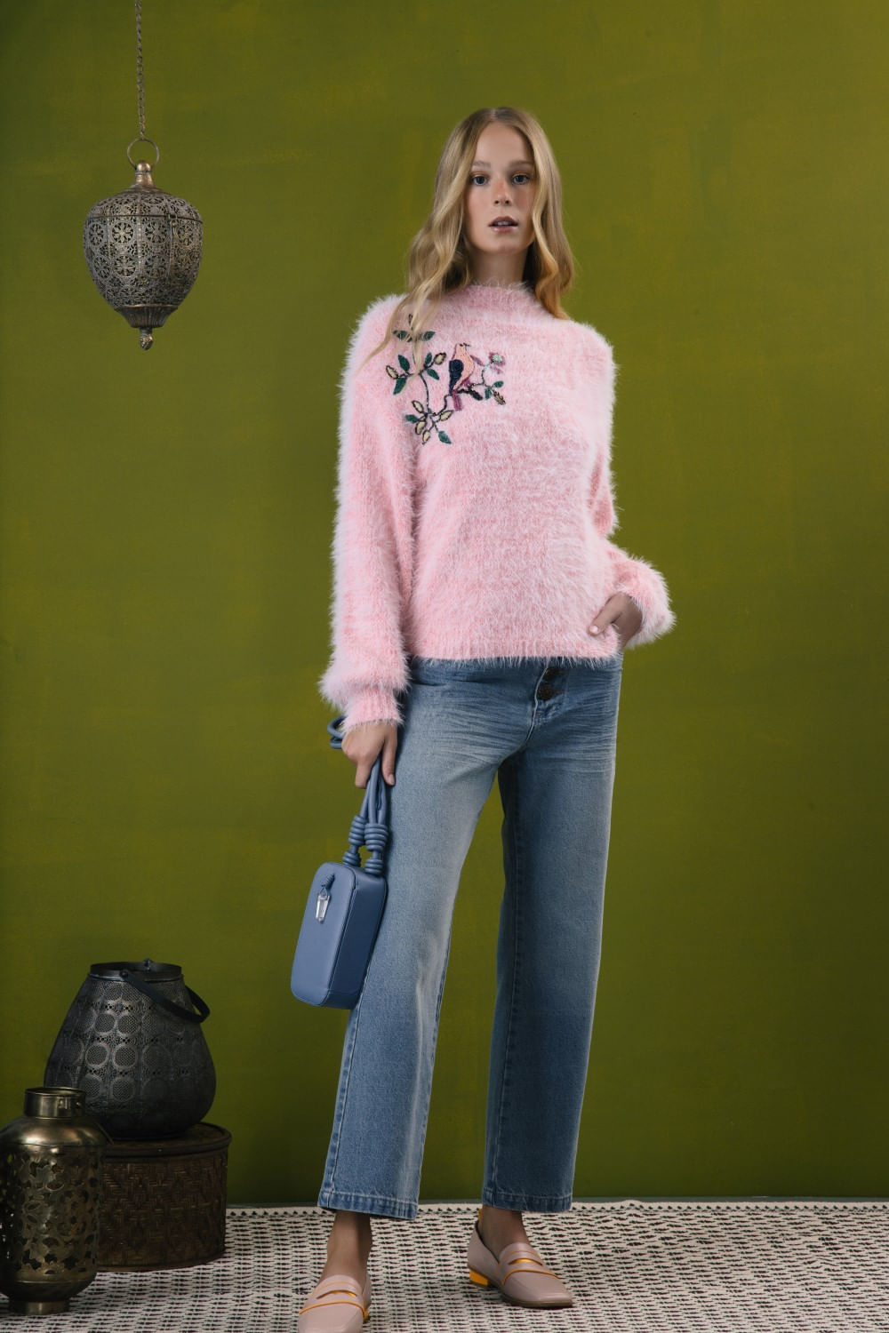 CALÇA MOM DENIM
 AZUL
