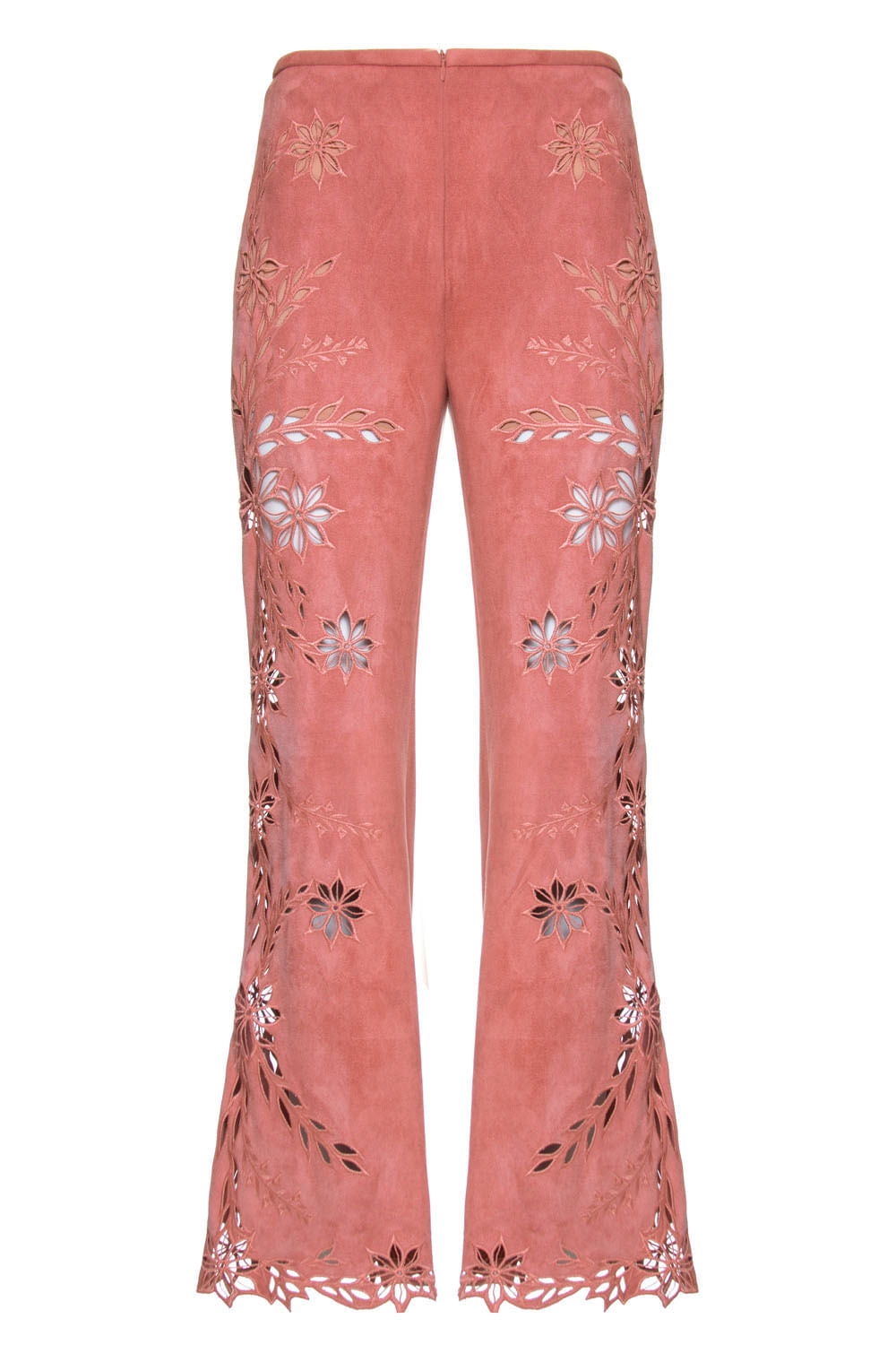 Calça flare bordada nobu
 rosa