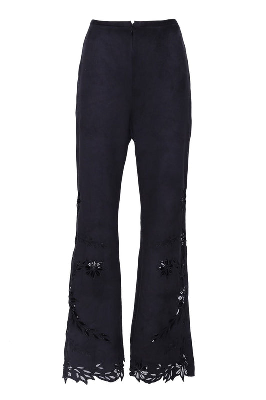 Calça flare bordada nobu
 preto