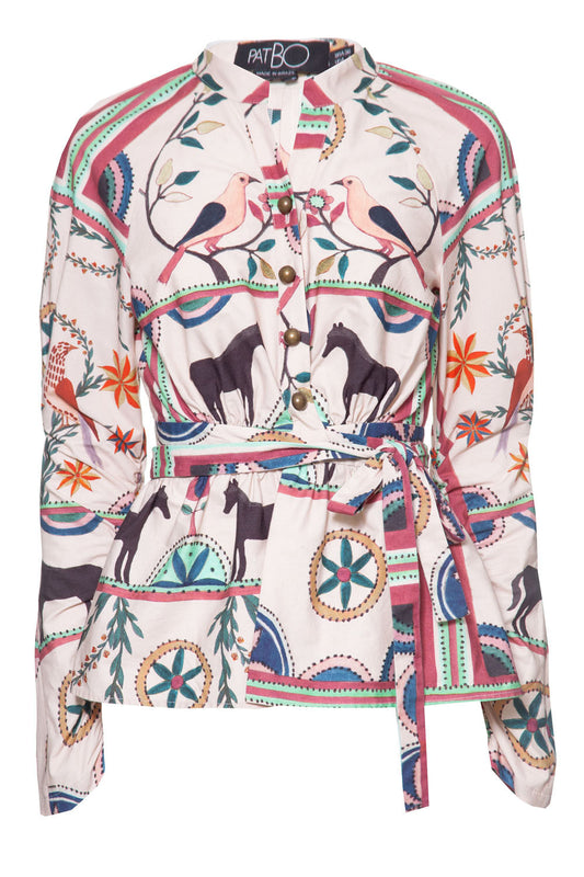 CAMISA CORDEL ÉTNICO
 OFF WHITE