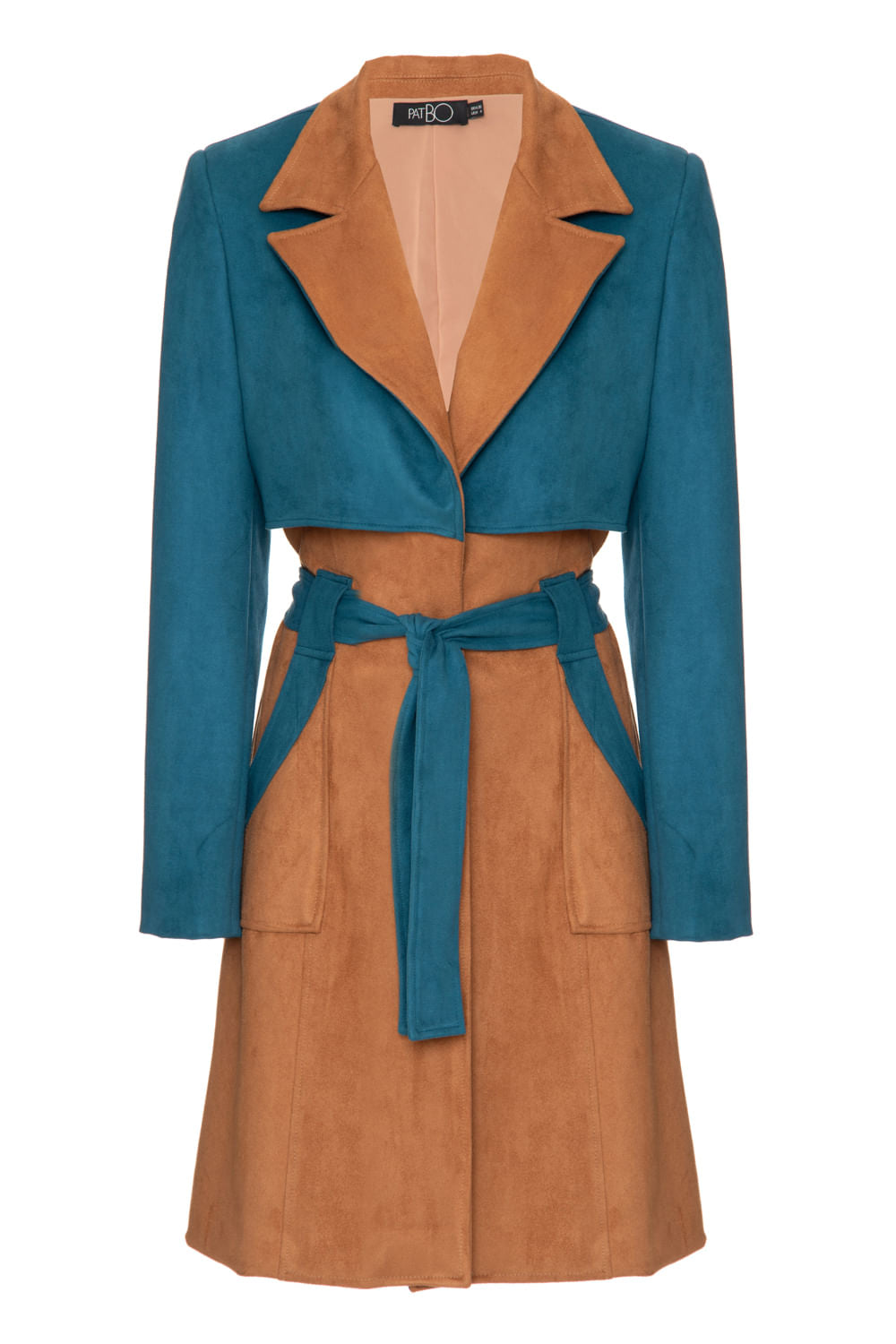 TRENCH COAT BICOLOR NOBU 
 MARROM COM AZUL