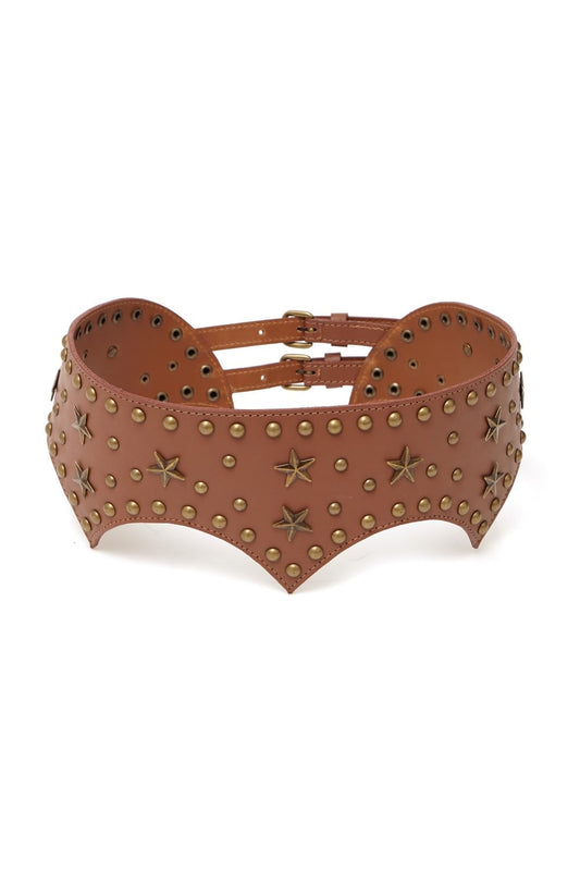 CINTO LARGO COM TAXINHAS
 CARAMELO