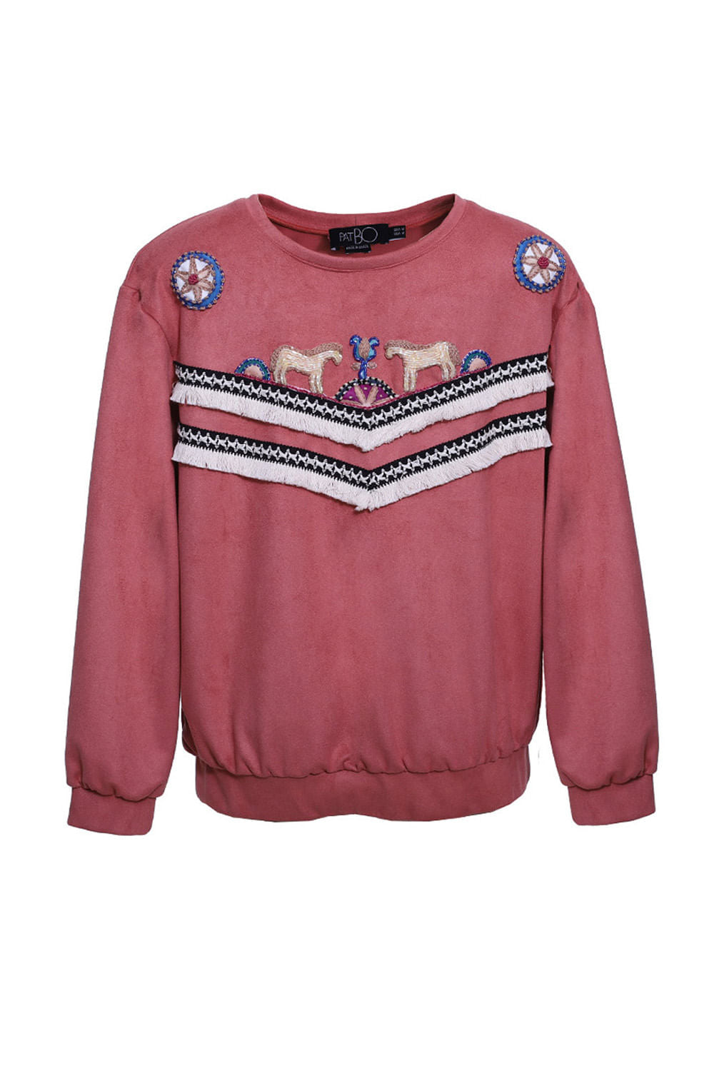 Moletom franjas cordel étnico rose