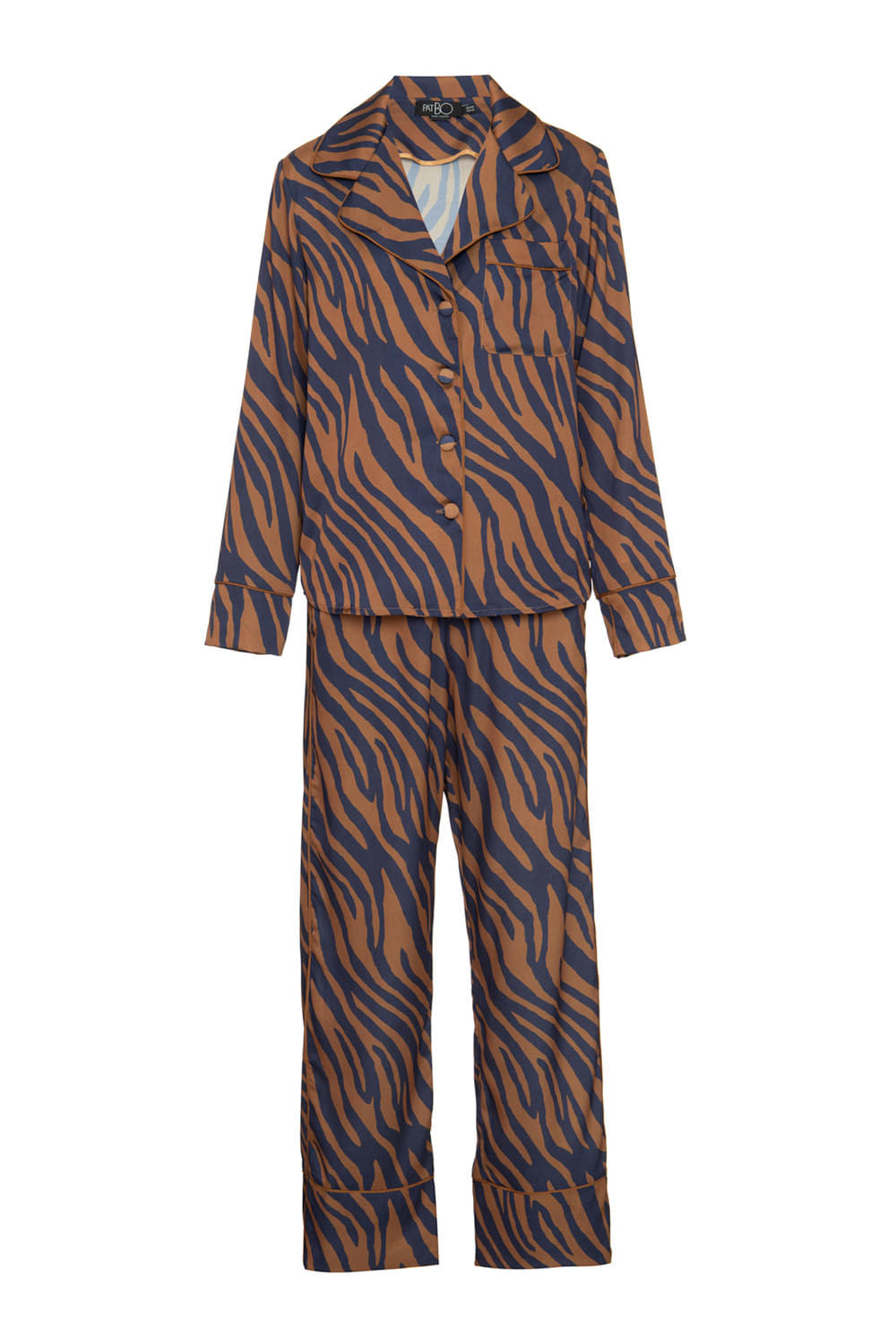 PIJAMA ZEBRA SKIN LONGO AZUL MARINHO