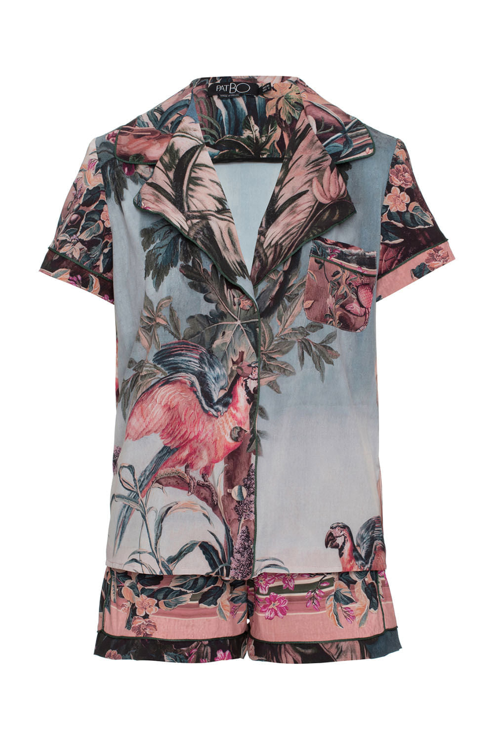 PIJAMA VINTAGE MACAW CURTO ROSA