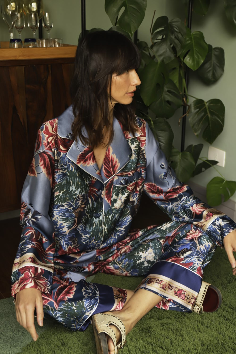 PIJAMA LONGO GILLY FLOWER AZUL
