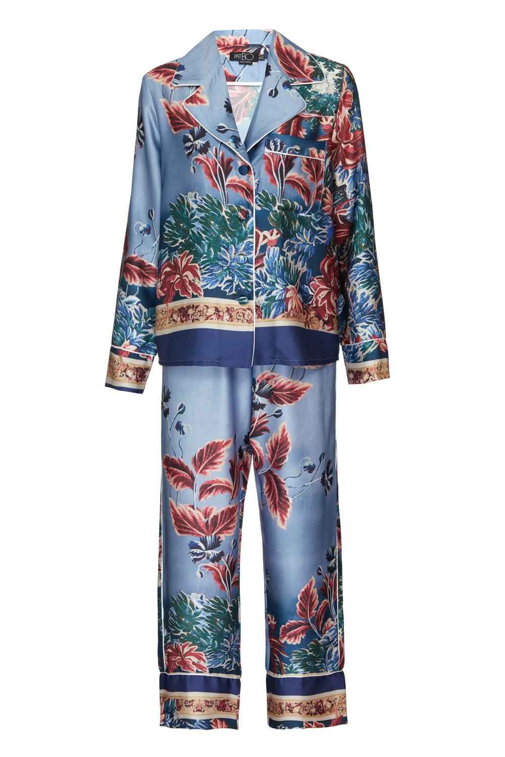 PIJAMA LONGO GILLY FLOWER AZUL